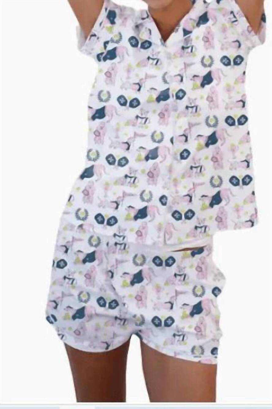 NEW TOSS DESIGNS pajama top and shorts set in white